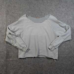 Free People Sweater Womens Extra Small Cut Off Sweatshirt Light‎ Blue Casual